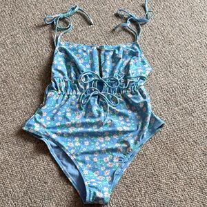 Xhilaration Blue Floral One Piece Swimsuit